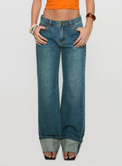 Toros Mid Rise Denim Jeans Mid Blue