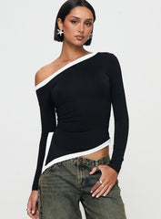 Fake Smile Long Sleeve Top Black