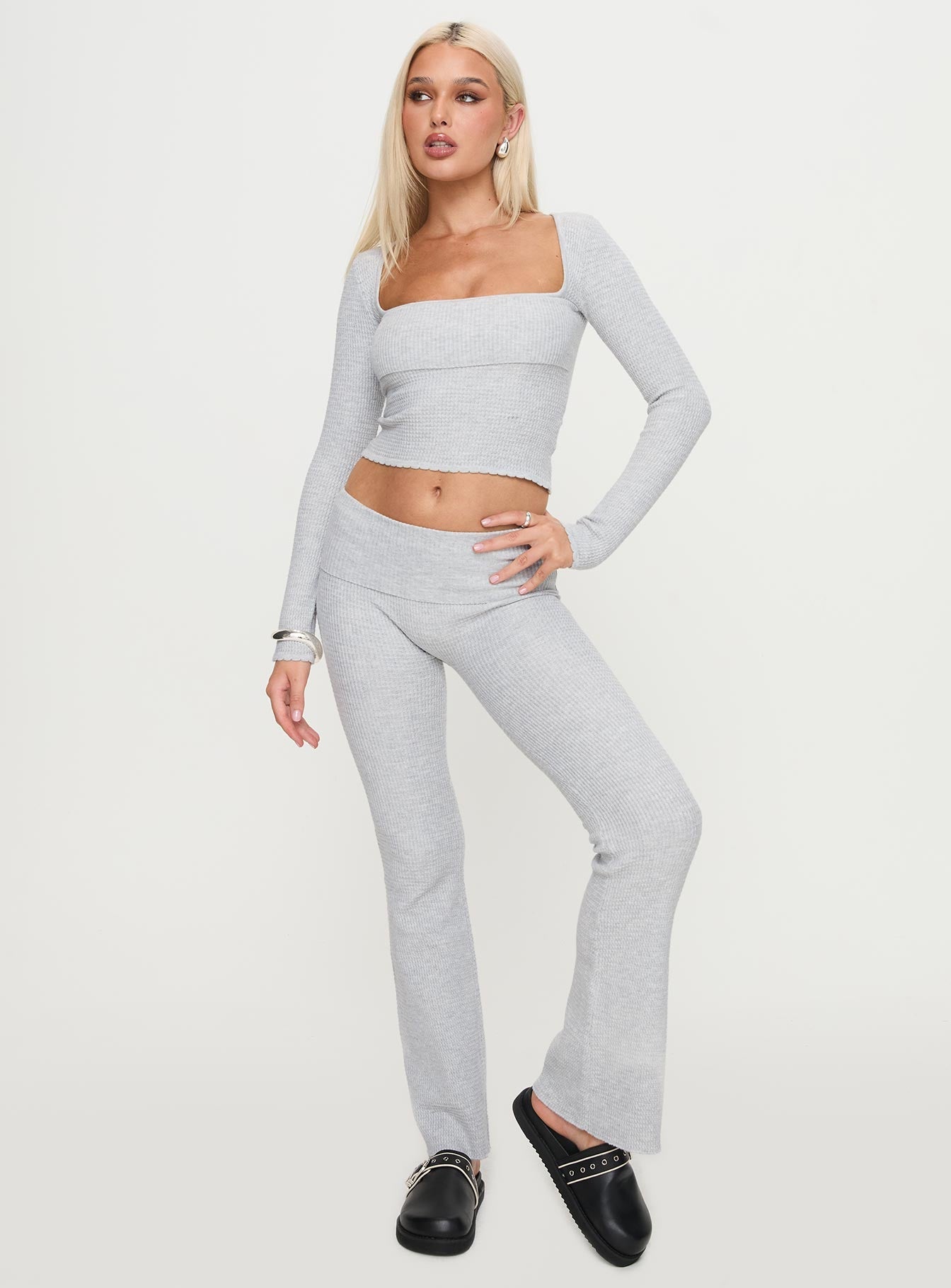 Closed Eyes Long Sleeve Top Grey