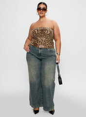 Learn To Fly Strapless Sequin Top Leopard Curve