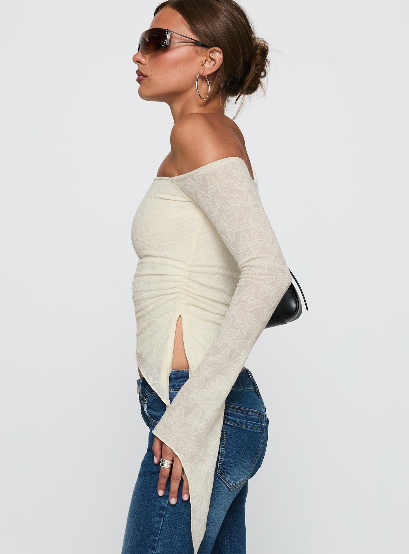 Face Card Long Sleeve Top Cream