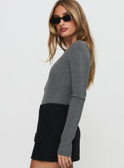 Kerra Long Sleeve Bodysuit Charcoal