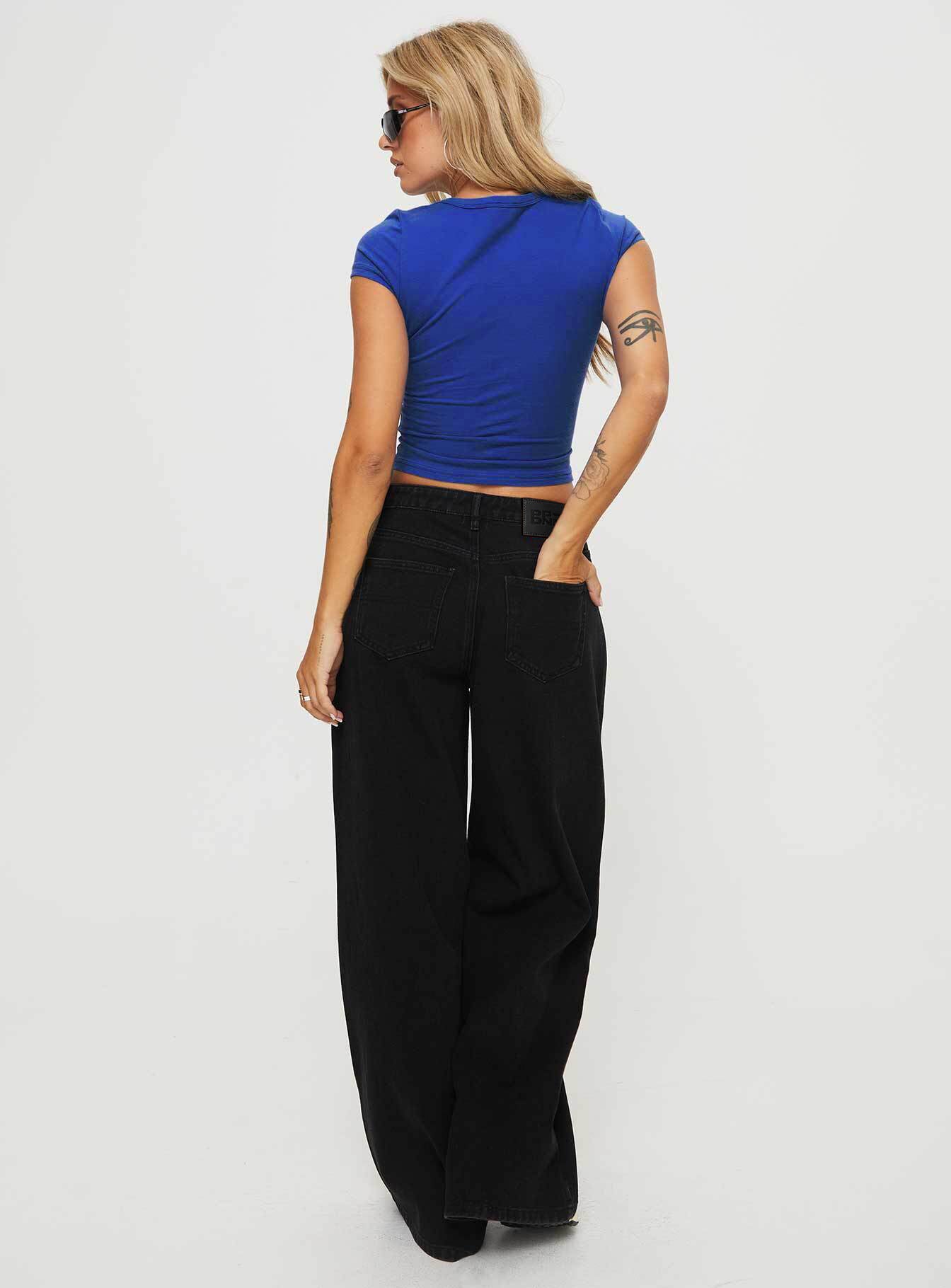 Naylor Wide Leg Jeans Washed Black Denim