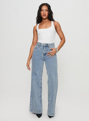 Goldie High Wide Jean Light Wash