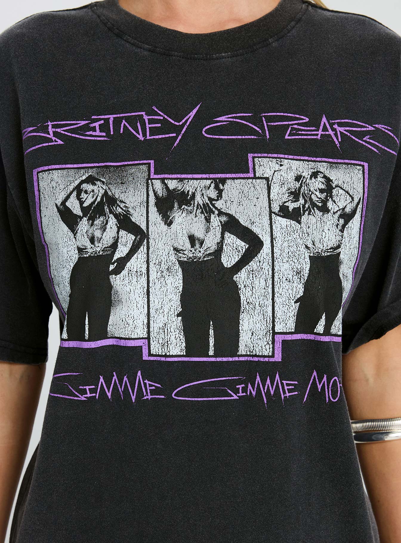 Gimme More Oversized Graphic Top Washed Black