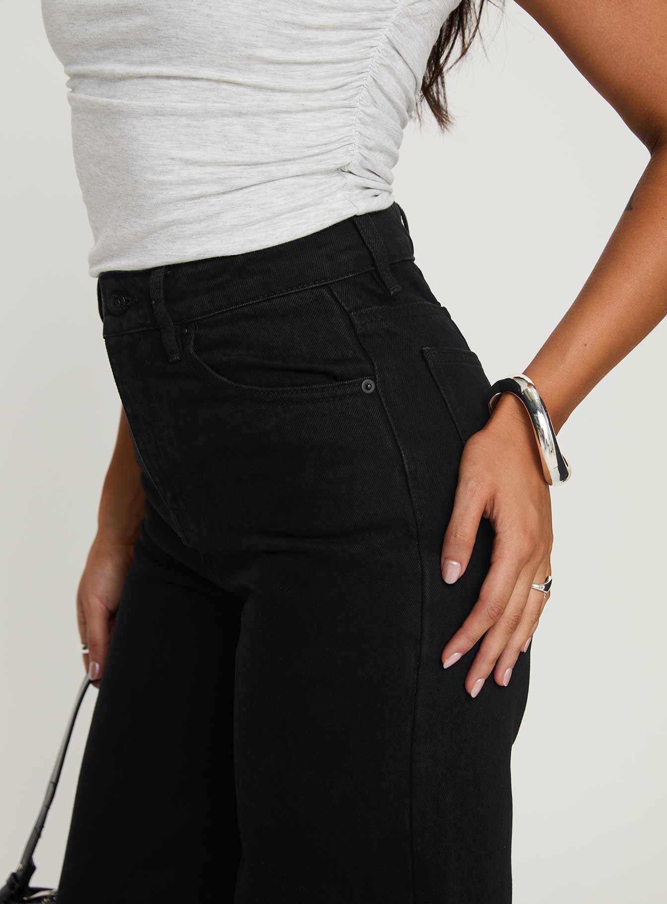 Goldie High Wide Jean True Black