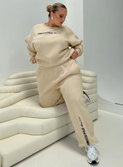 Princess Polly Crew Neck Sweatshirt Block / Cursive Text Stone Curve